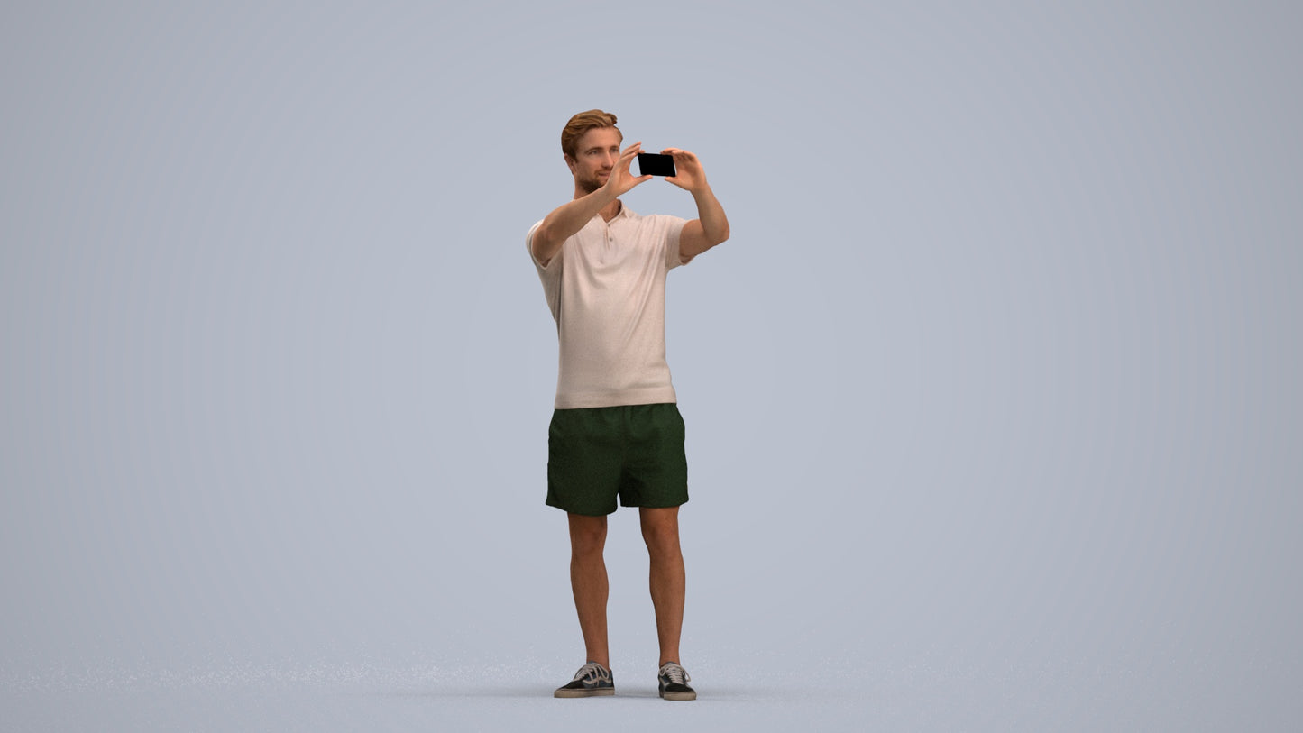 realistic 3D people man casual standing, render-ready for V-Ray and Corona, FBX OBJ, standing pose render