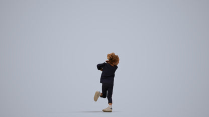 3D scanned girl kids casual, photorealistic archviz people for Enscape and SketchUp, side view render