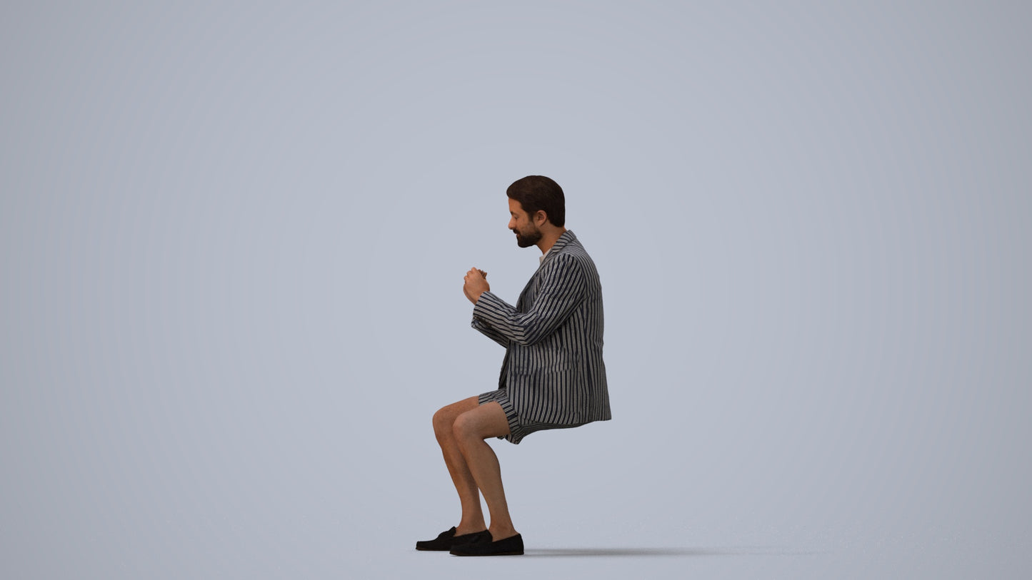 3D scanned man business, photorealistic archviz people for Enscape and SketchUp, three-quarter view render