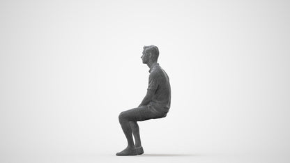 realistic 3D people man casual sitting, render-ready for V-Ray and Corona, FBX OBJ, square thumbnail