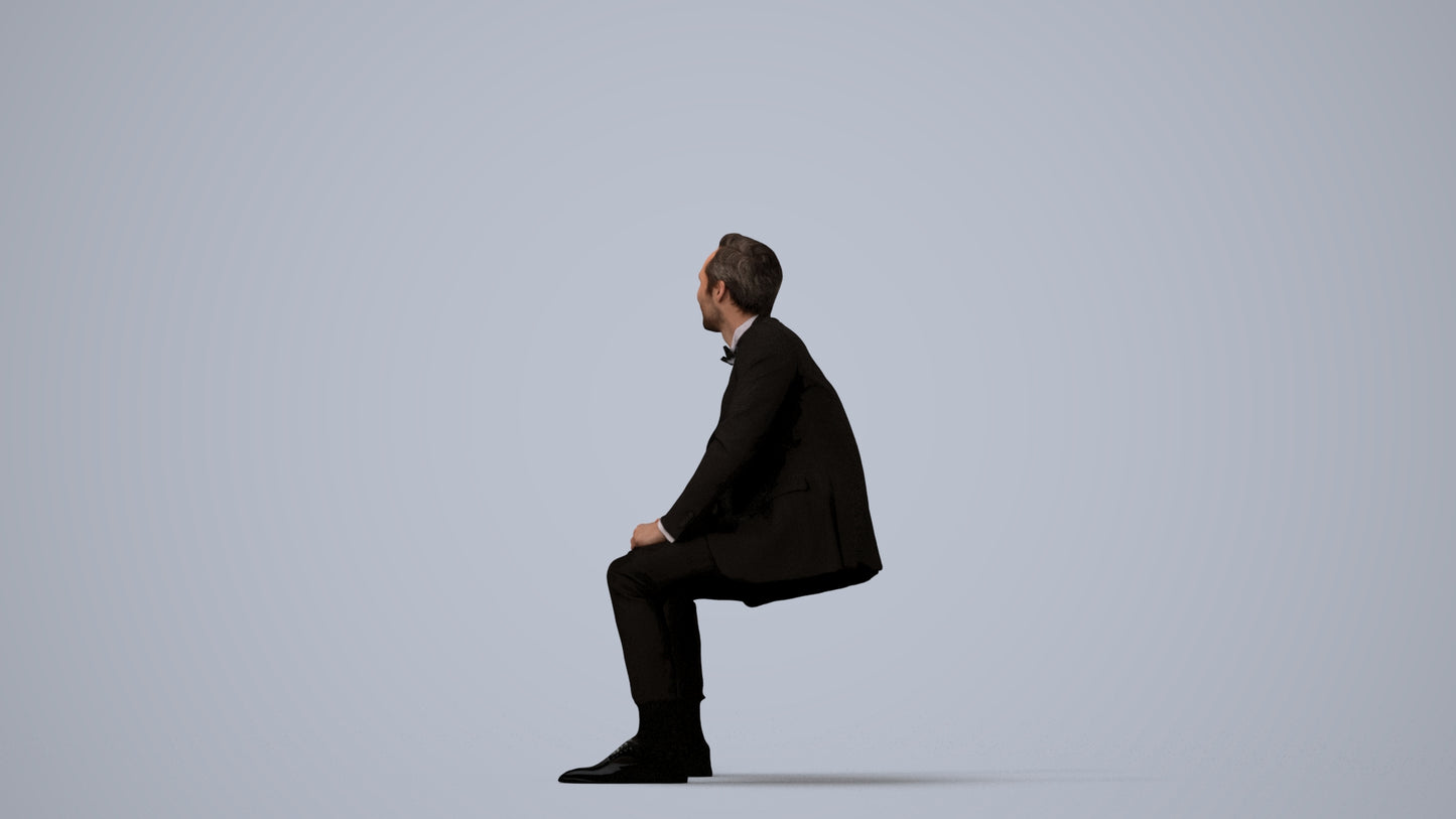 photogrammetry 3D man formal formalaffairs, realistic human model archviz FBX, three-quarter view render