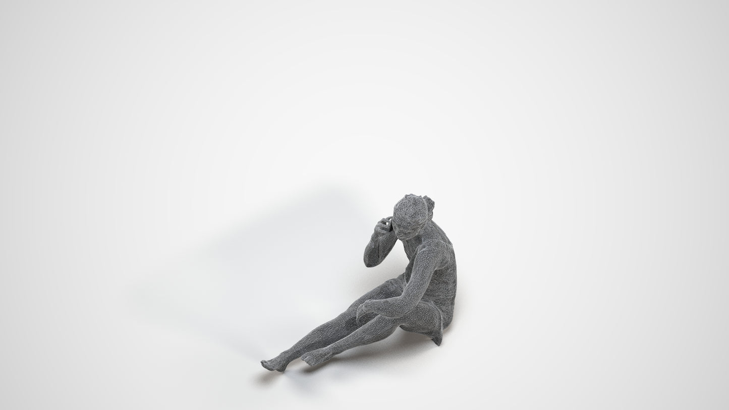 realistic 3D people woman sport pool, render-ready for V-Ray and Corona, FBX OBJ, wireframe three-quarter view