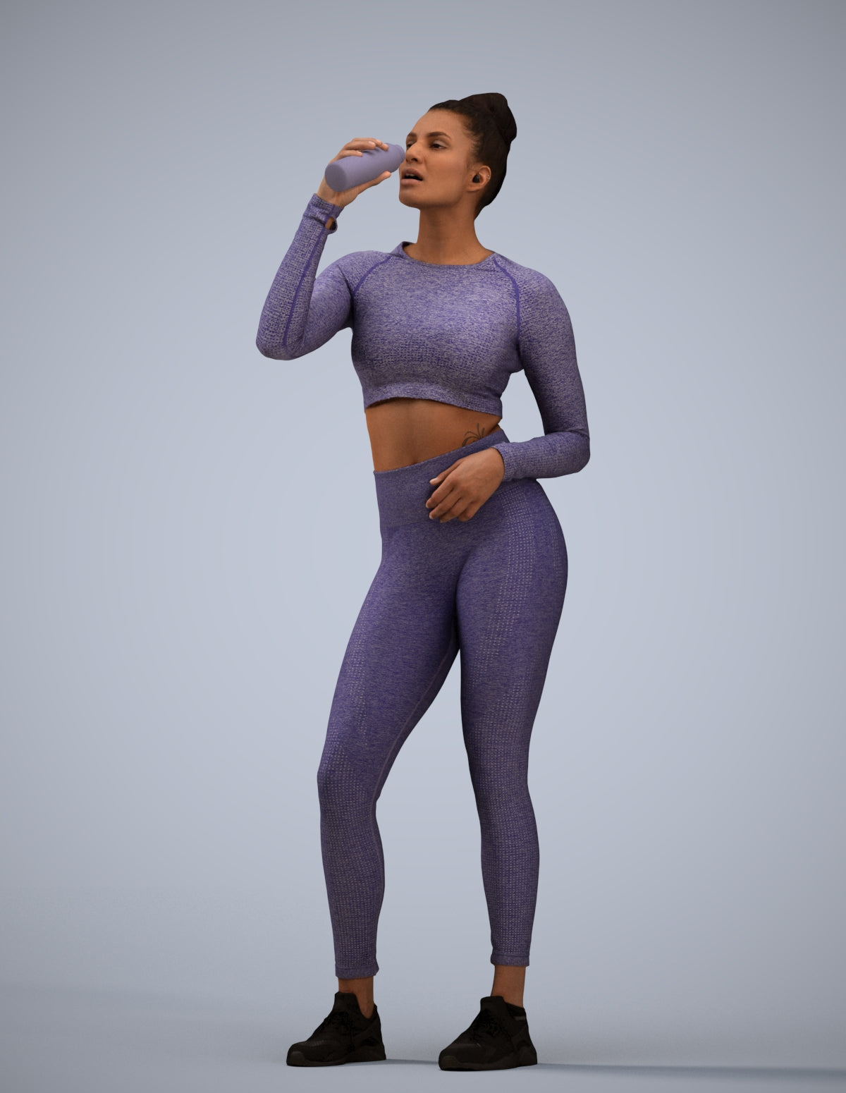 realistic 3D woman sport, scanned archviz people for Blender and 3ds Max