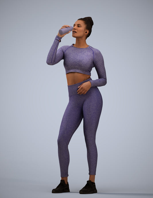 realistic 3D woman sport, scanned archviz people for Blender and 3ds Max