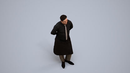scanned 3D man hospitality, photogrammetry people for Enscape and V-Ray, back view render