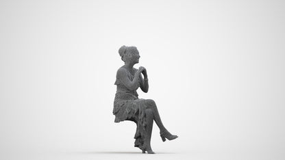 scanned 3D woman formal formalaffairs, photogrammetry people for Enscape and V-Ray, wireframe side view
