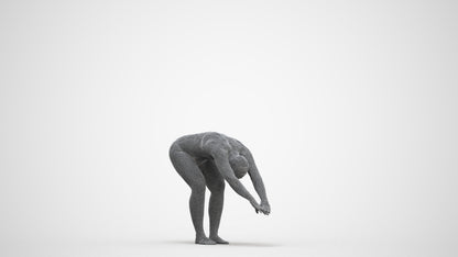 3D human model woman sport pool, photogrammetry scanned person for archviz, three-quarter front view render