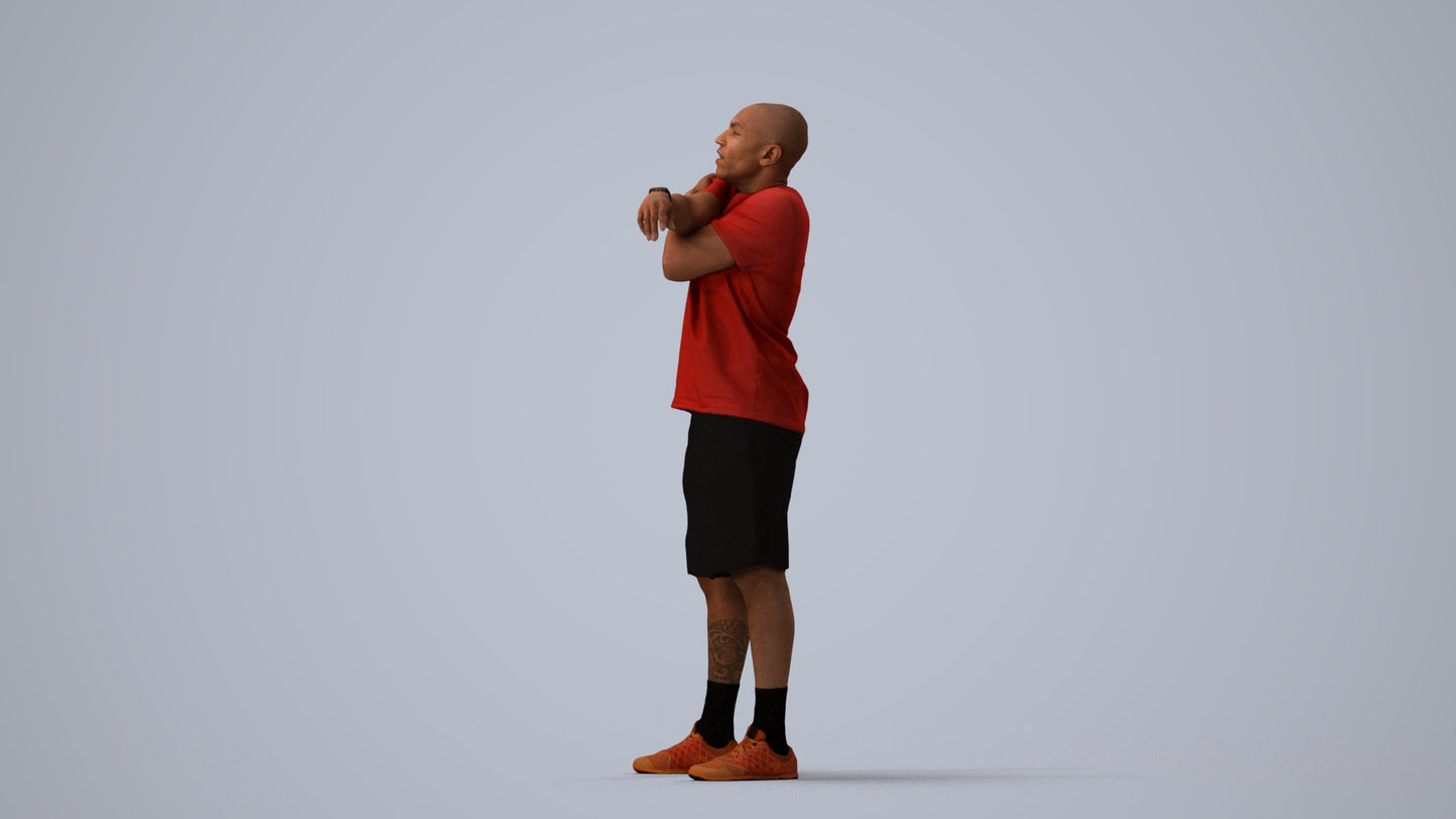 3D scanned man sport, photorealistic archviz people for Enscape and SketchUp, three-quarter view render