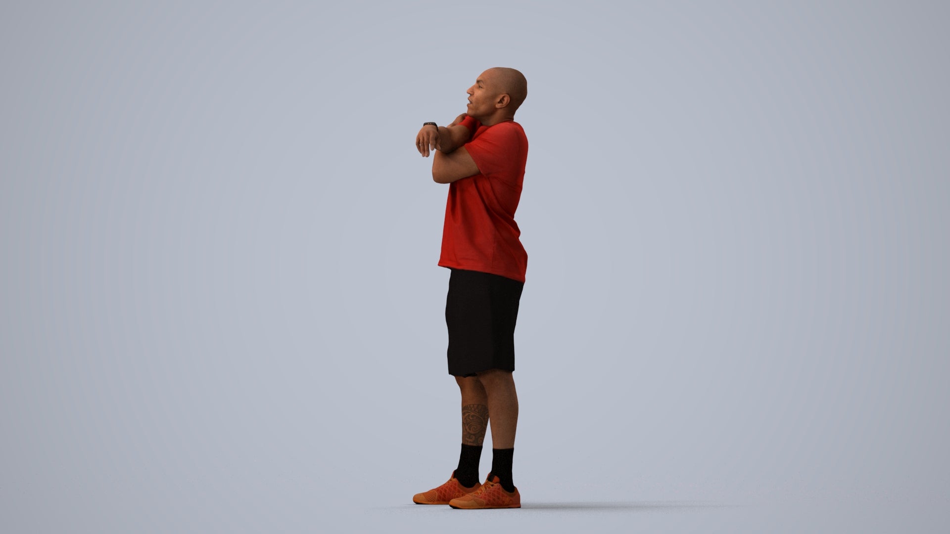 3D scanned man sport, photorealistic archviz people for Enscape and SketchUp, three-quarter view render