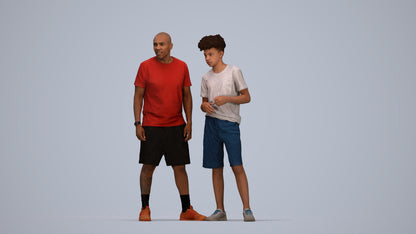 realistic 3D boy casual kids, scanned archviz people for Blender and 3ds Max, top-down view render