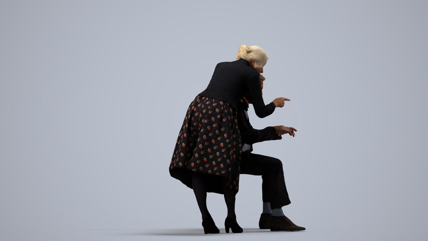 realistic 3D people senior woman business, render-ready for V-Ray and Corona, FBX OBJ, side view render