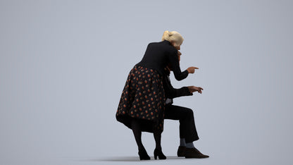 realistic 3D people senior woman business, render-ready for V-Ray and Corona, FBX OBJ, side view render