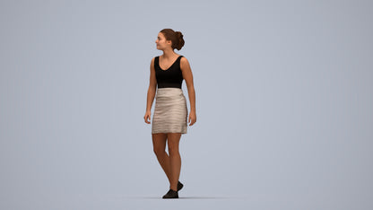 photogrammetry 3D girl casual kids, realistic human model archviz FBX, top-down view render