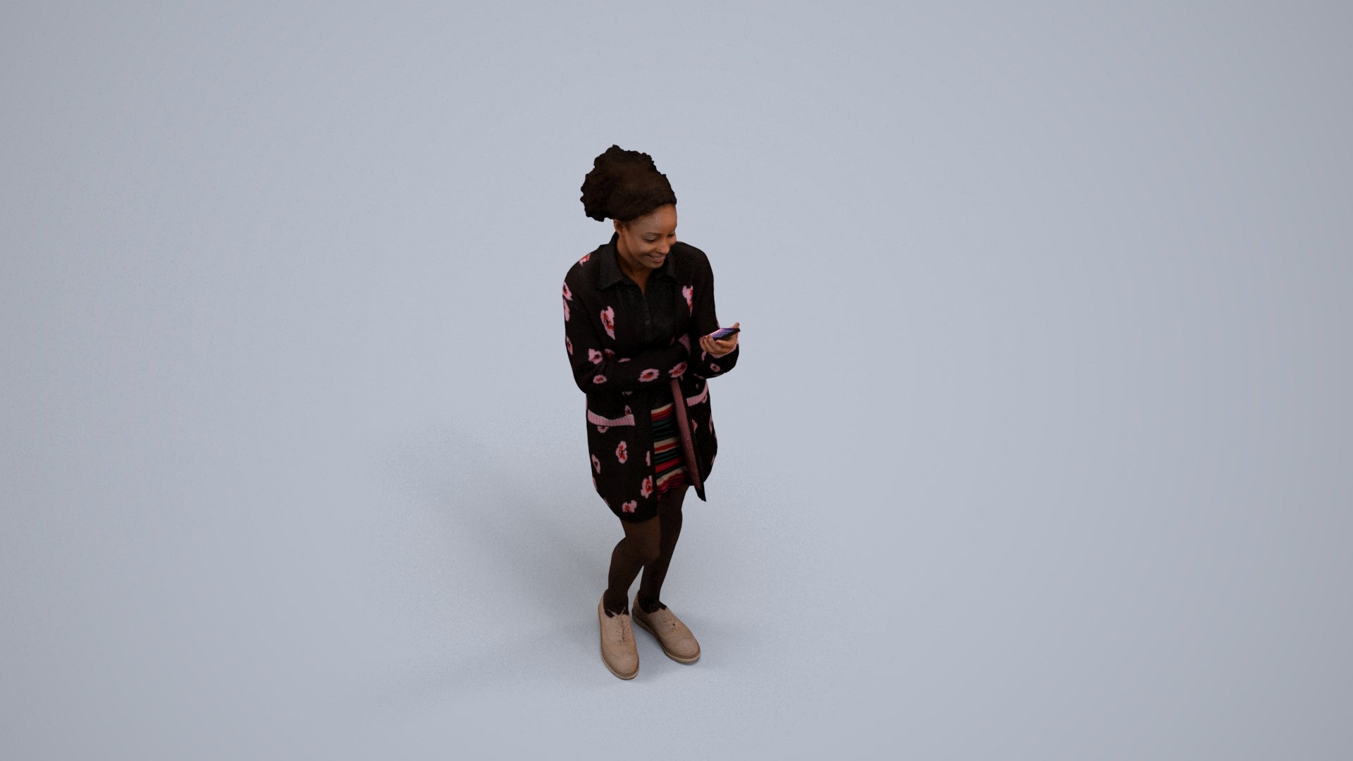realistic 3D woman casual standing, scanned archviz people for Blender and 3ds Max, back view render
