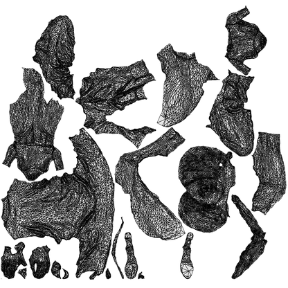 3D scanned woman sitting business, photorealistic archviz people for Enscape and SketchUp, wireframe top-down view