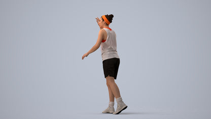 realistic 3D woman sport, scanned archviz people for Blender and 3ds Max, three-quarter view render