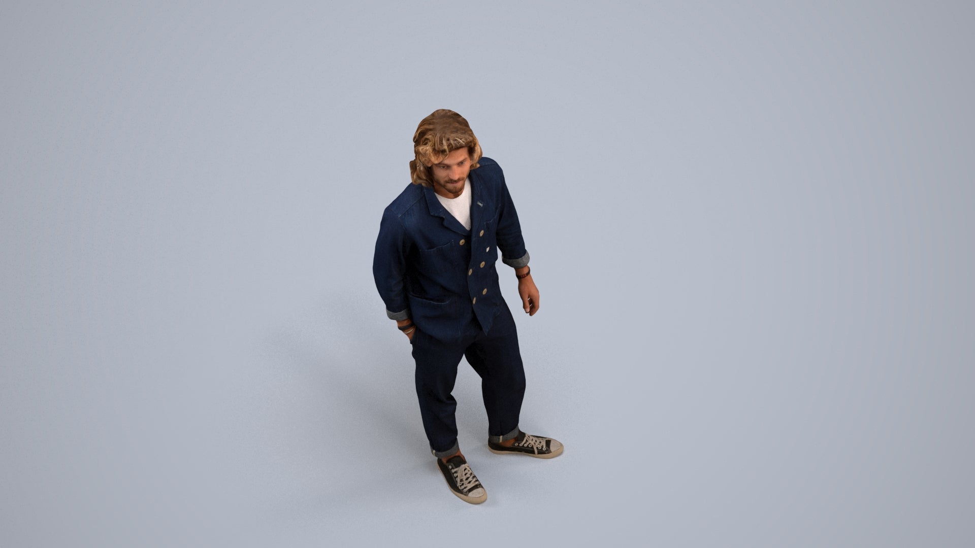 photogrammetry 3D man casual formalaffairs, realistic human model archviz FBX, back view render