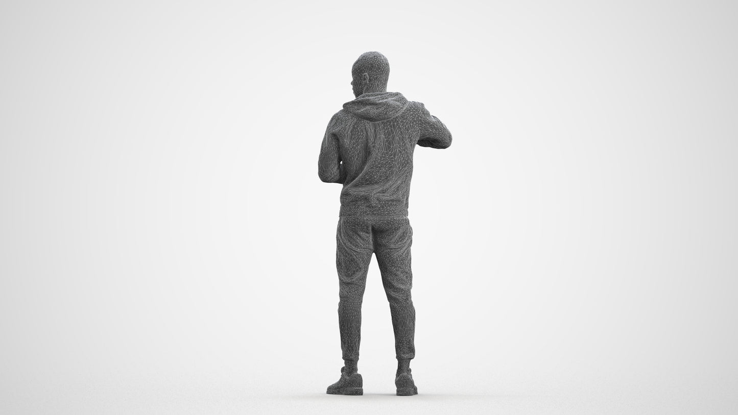 photogrammetry 3D man sport standing, realistic human model archviz FBX, wireframe front view