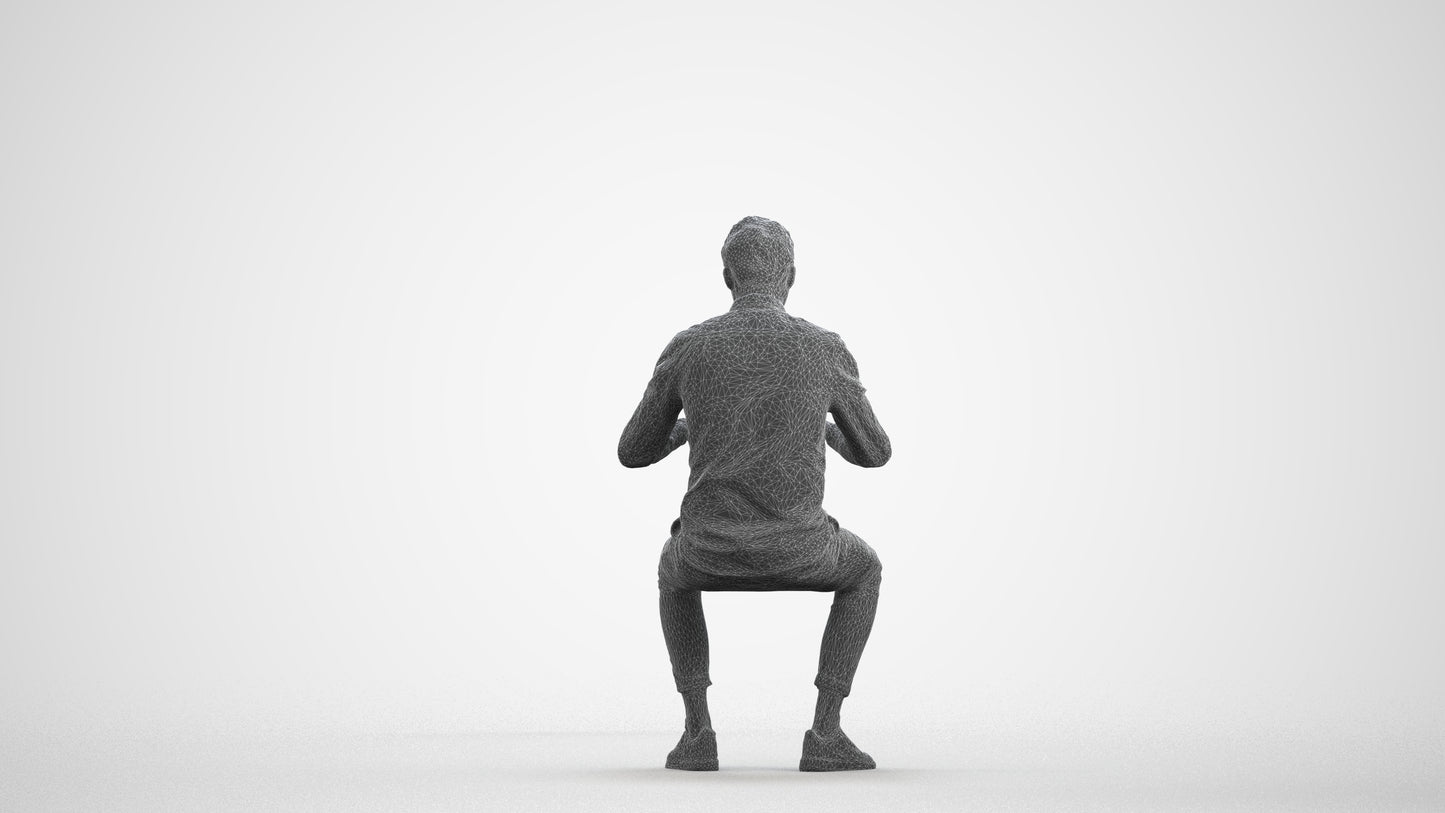 realistic 3D human man casual business, archviz people FBX OBJ for Blender, wireframe front view