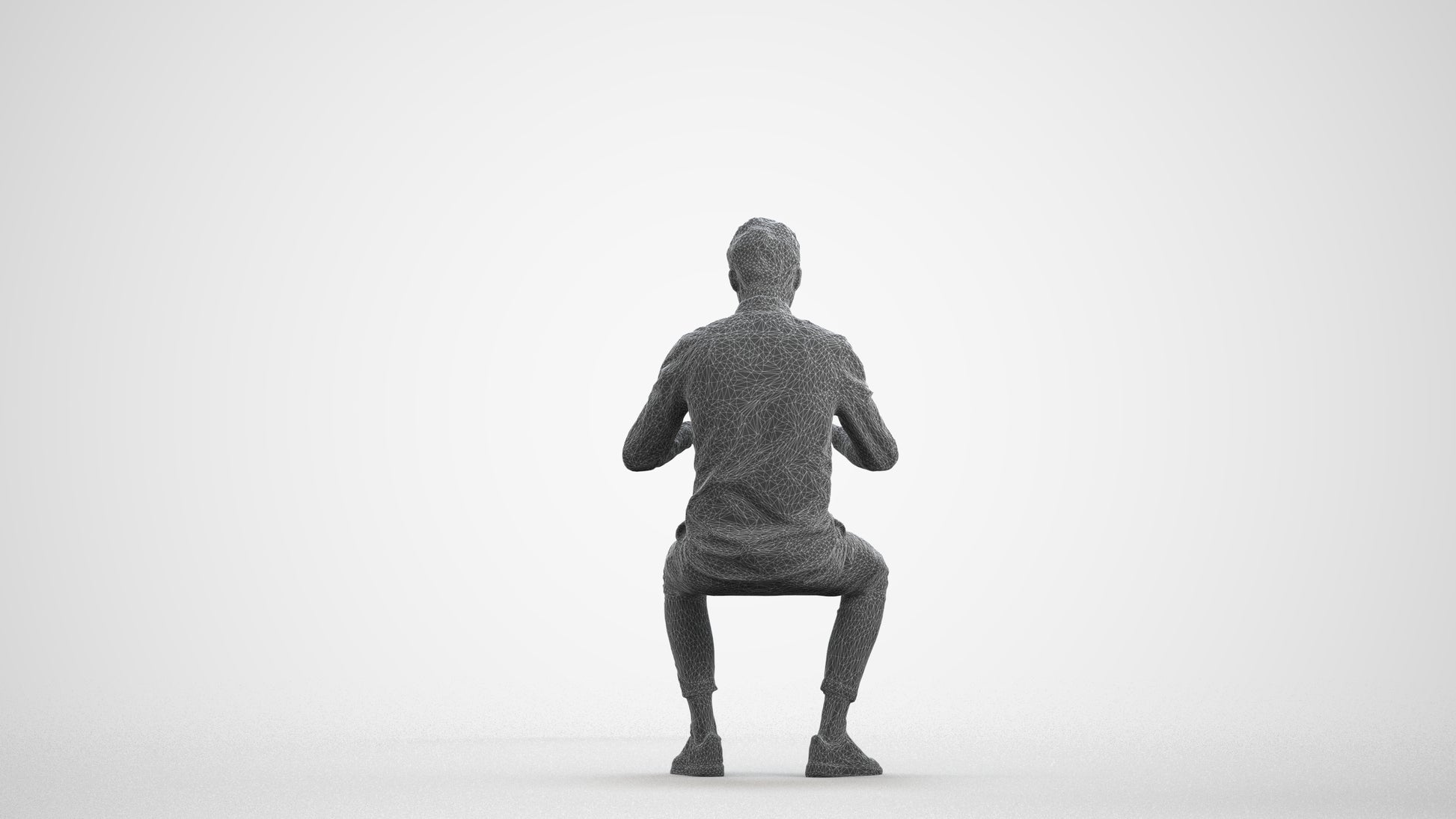 realistic 3D human man casual business, archviz people FBX OBJ for Blender, wireframe front view