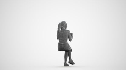 photogrammetry 3D woman casual sitting, realistic human model archviz FBX, wireframe front view