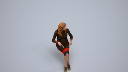 3D people model woman casual sitting, scanned human for 3ds Max rendering, back view render