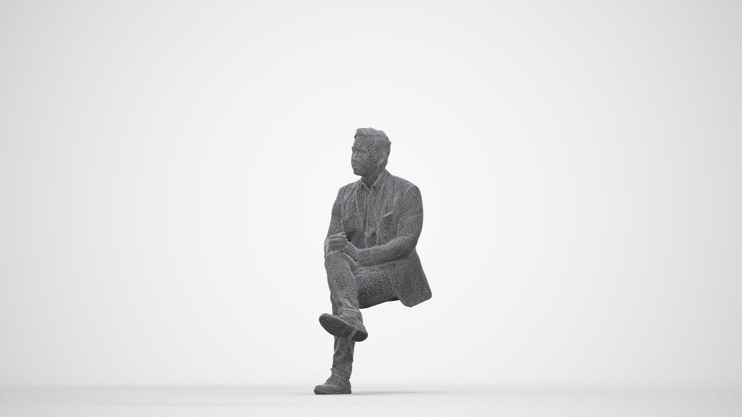 realistic 3D people man business, render-ready for V-Ray and Corona, FBX OBJ, wireframe back view