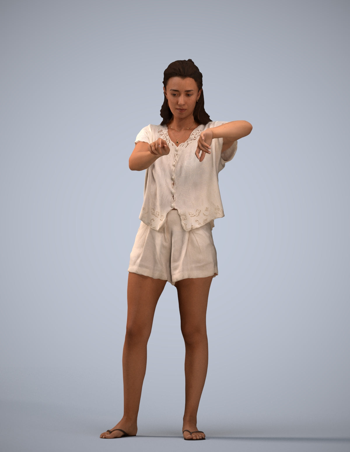 realistic 3D people woman casual standing, render-ready for V-Ray and Corona, FBX OBJ
