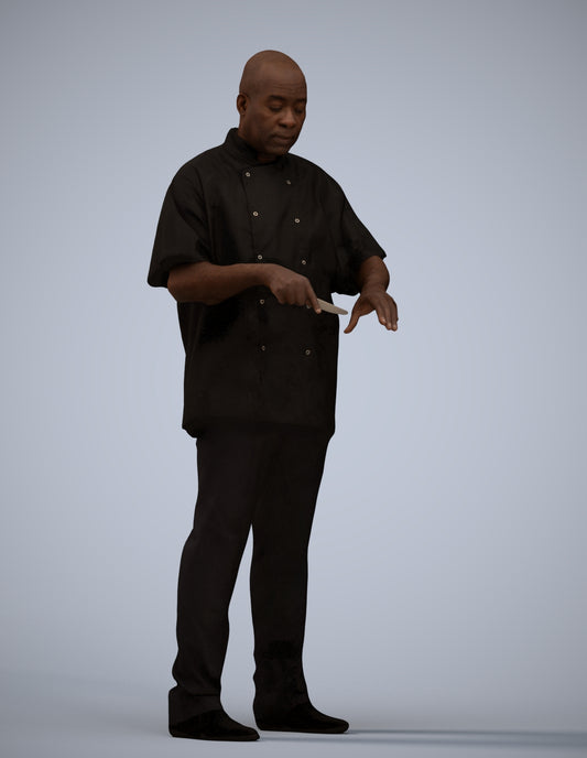 3D scanned man hospitality, photorealistic archviz people for Enscape and SketchUp