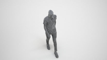 realistic 3D man casual walking, scanned archviz people for Blender and 3ds Max, wireframe three-quarter view