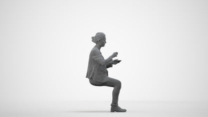 scanned 3D woman business, photogrammetry people for Enscape and V-Ray, wireframe side view