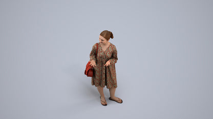 realistic 3D human girl casual kids, archviz people FBX OBJ for Blender, back view render