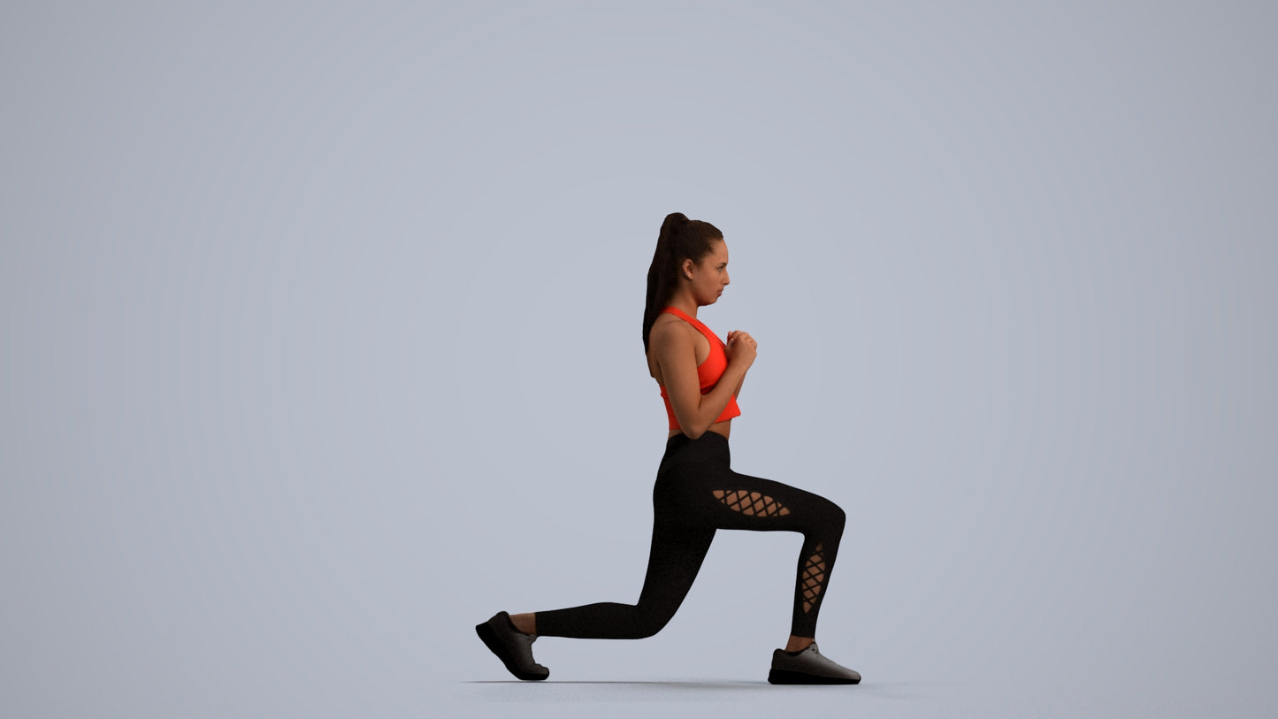 scanned 3D woman sport, photogrammetry people for Enscape and V-Ray, front view render