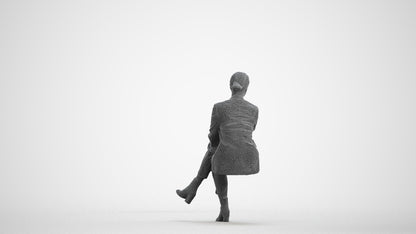 3D people model woman business, scanned human for 3ds Max rendering, wireframe front view