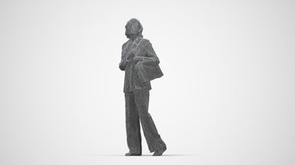 realistic 3D people senior woman business, render-ready for V-Ray and Corona, FBX OBJ, wireframe back view