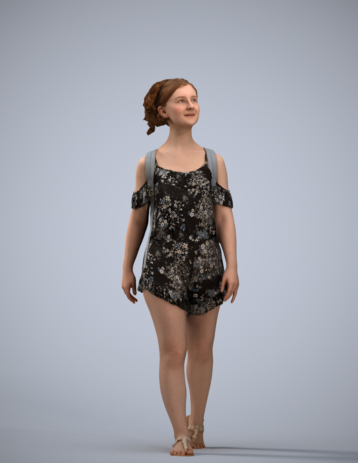 scanned 3D girl casual kids, photogrammetry people for Enscape and V-Ray