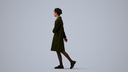 realistic 3D woman casual walking, scanned archviz people for Blender and 3ds Max, three-quarter view render