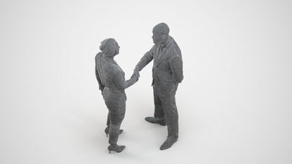 3D scanned woman business, photorealistic archviz people for Enscape and SketchUp, wireframe three-quarter view