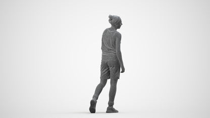 realistic 3D human woman sport, archviz people FBX OBJ for Blender, wireframe side view