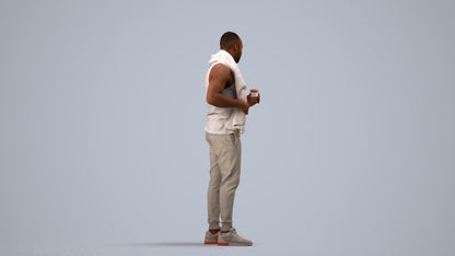 realistic 3D people man casual sport, render-ready for V-Ray and Corona, FBX OBJ, side view render