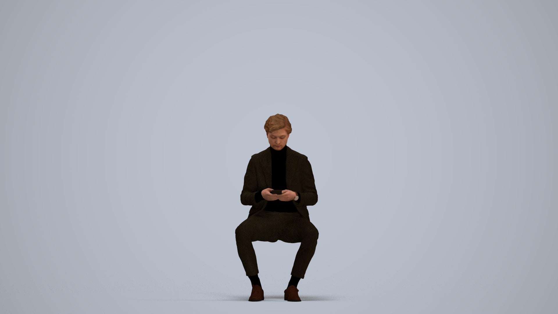 photogrammetry 3D man business sitting, realistic human model archviz FBX, standing pose render