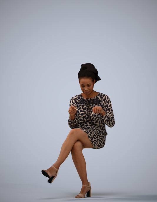 realistic 3D people woman casual sitting, render-ready for V-Ray and Corona, FBX OBJ
