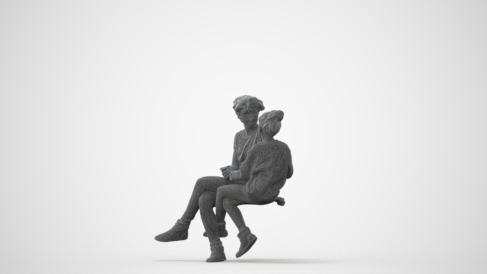 3D human model girl casual kids, photogrammetry scanned person for archviz, square thumbnail