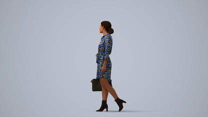 realistic 3D people woman casual standing, render-ready for V-Ray and Corona, FBX OBJ, three-quarter view render
