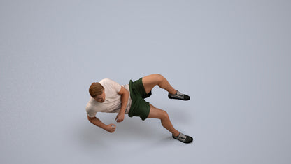 3D human model man casual sitting, photogrammetry scanned person for archviz, back view render