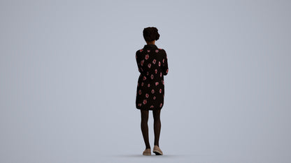 realistic 3D woman casual standing, scanned archviz people for Blender and 3ds Max, front view render