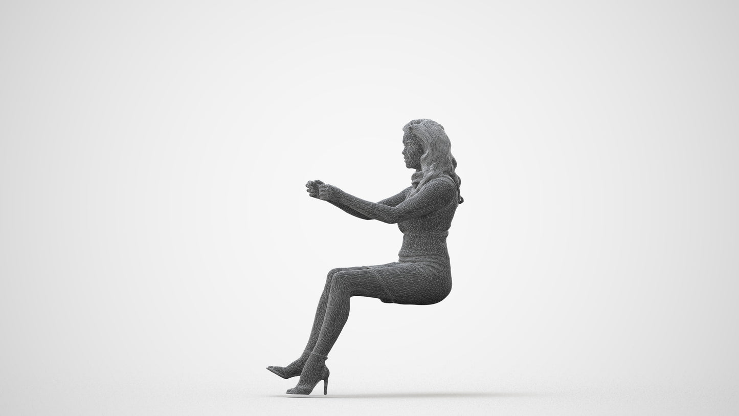 3D scanned woman driving casual, photorealistic archviz people for Enscape and SketchUp, square thumbnail