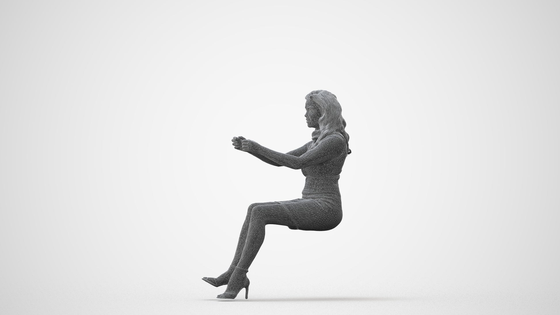 3D scanned woman driving casual, photorealistic archviz people for Enscape and SketchUp, square thumbnail