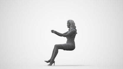 3D scanned woman driving casual, photorealistic archviz people for Enscape and SketchUp, square thumbnail