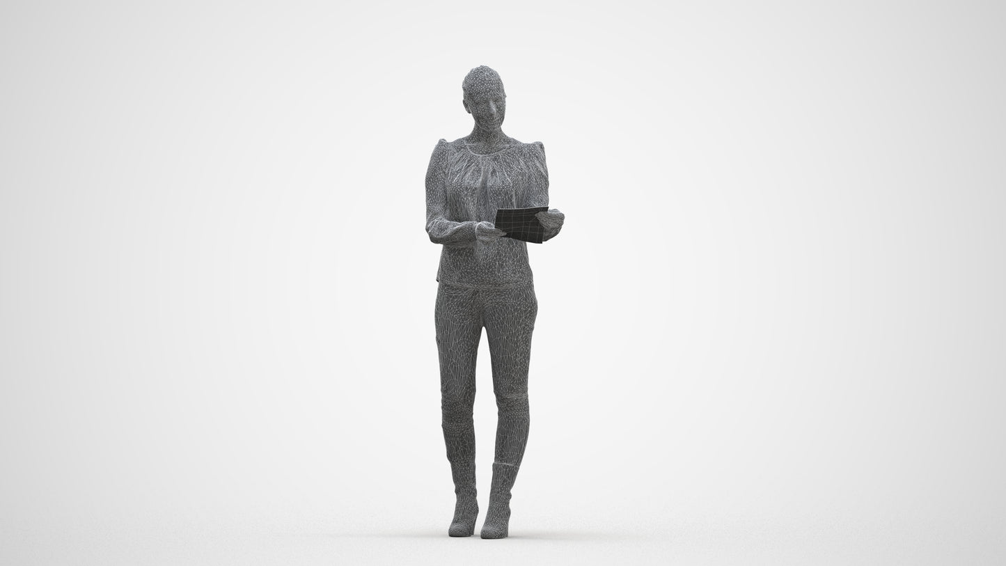 3D people model woman business walking, scanned human for 3ds Max rendering, three-quarter front view render